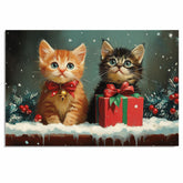"Snowy Paws: Adorable Kittens in Winter Wonderland" Cute Cats Playing in the Snow on Ready to Hang 1.5" Thick Canvas Wrap, Floating Framed Canvas, Flat Rolled Canvas